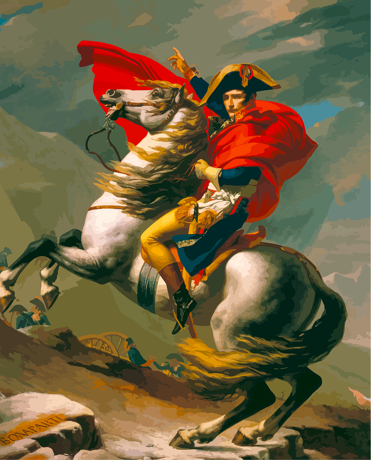 Napoleón cruzando los Alpes" por Jacques-Louis David
