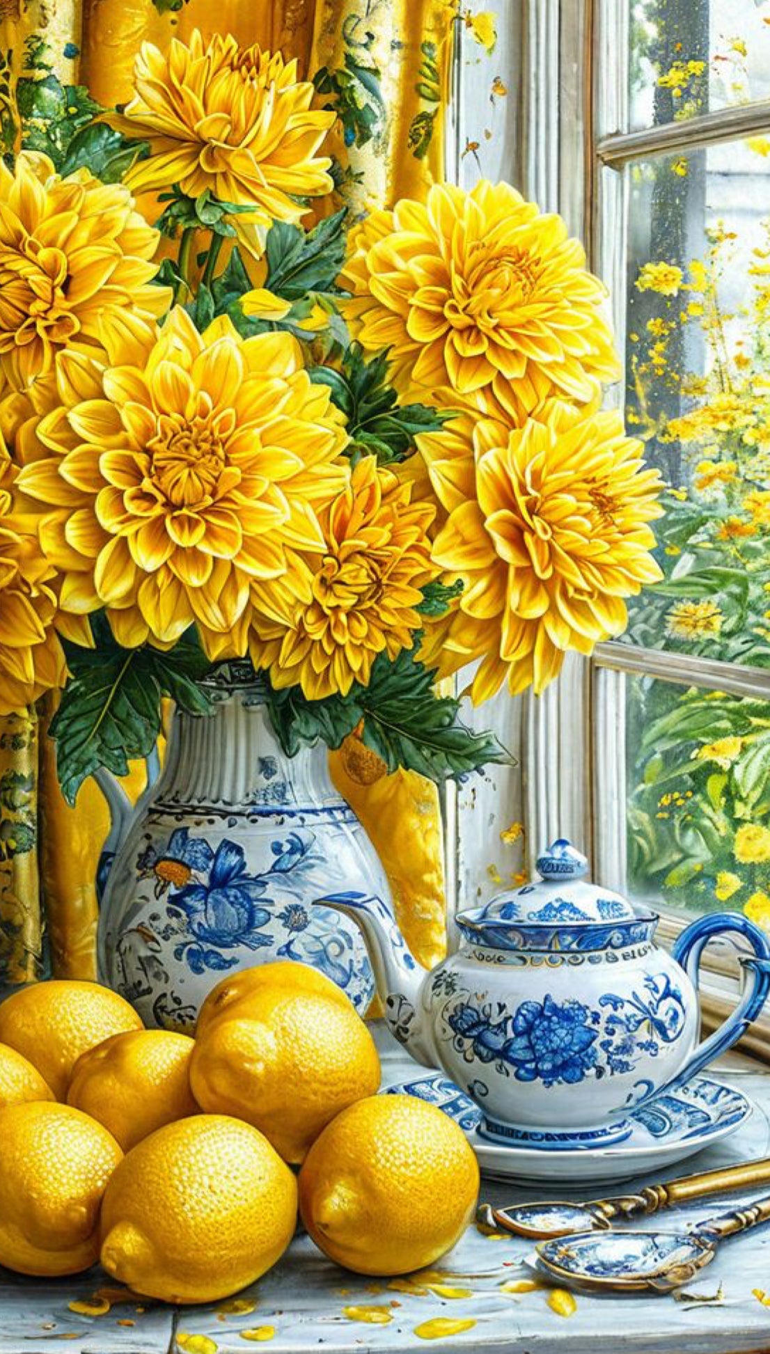 Tarde de té en la ventana