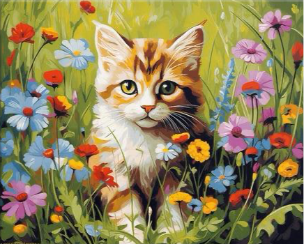 Gato entre las flores