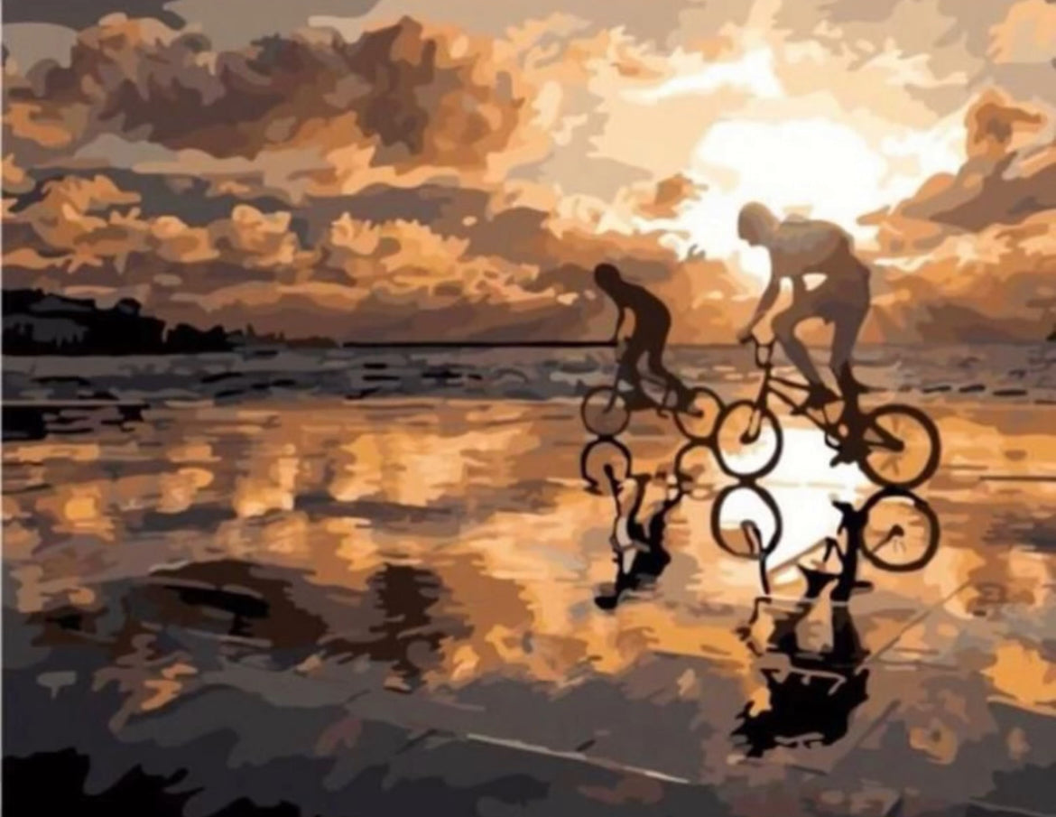 Montando al atardecer