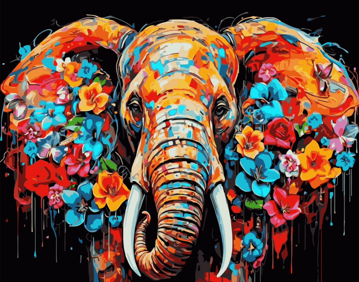 Elefante entre las flores