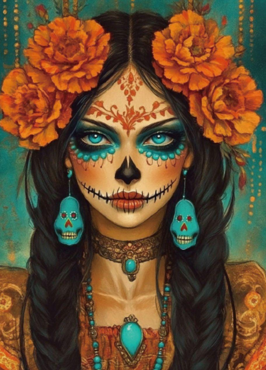 Catrina flores naranja