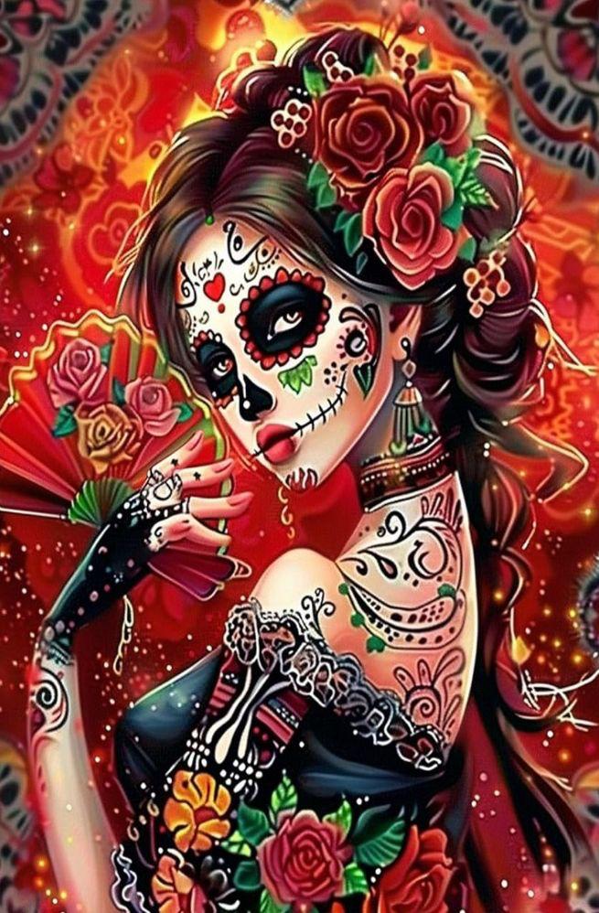 Catrina con abanico