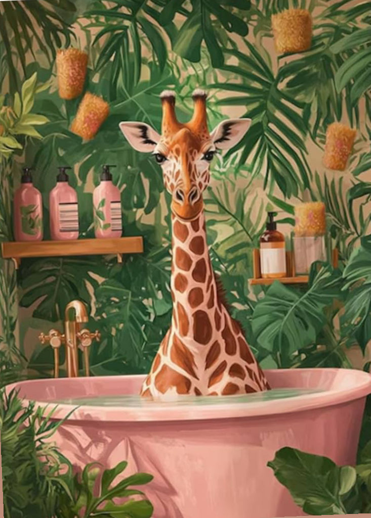 Jirafa en la bañera