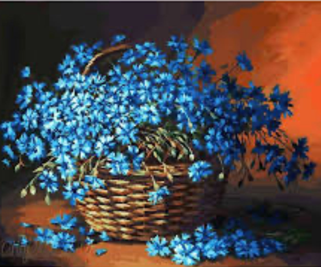 Cesta de flores azules