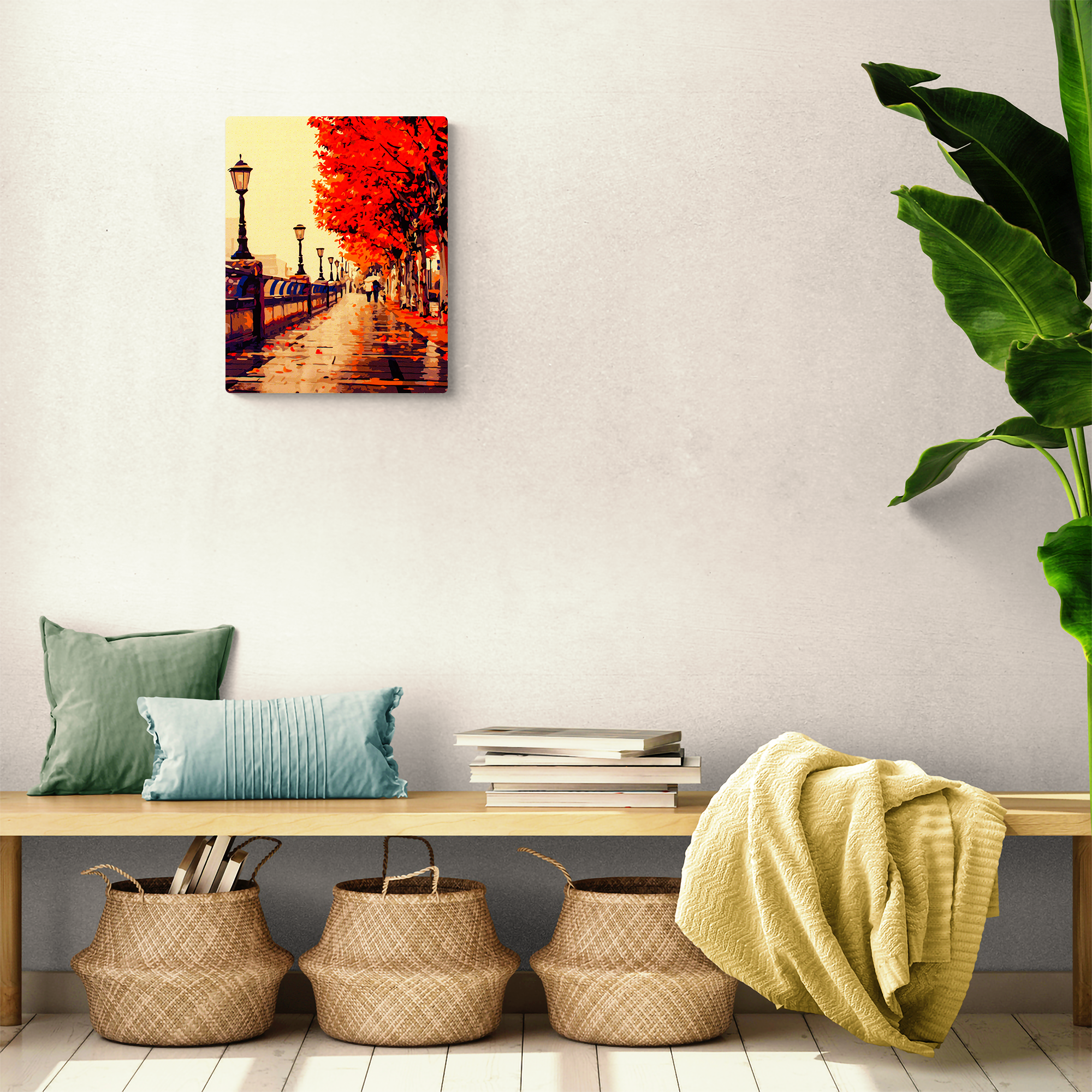 Romance en otoño: pintura, arte, hobby, creatividad, pintar por números.