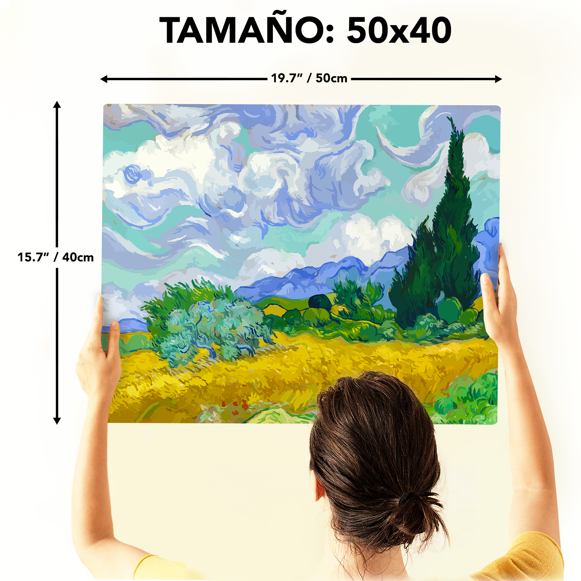 Campo de Trigo con Cipreses: pintura, arte, hobby, creatividad, pintar por números.