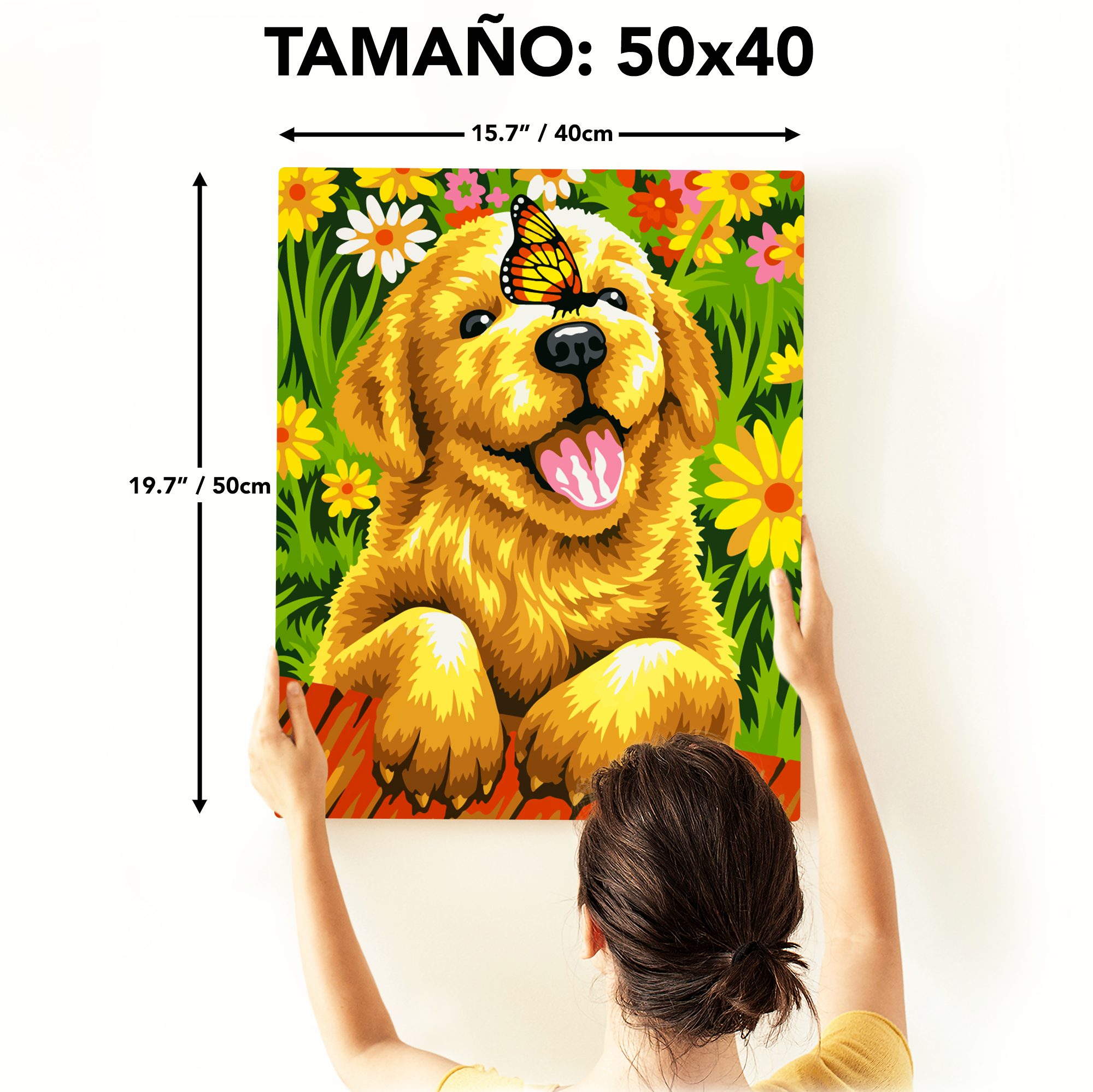 Cachorro sonriente: pintura, arte, hobby, creatividad, pintar por números.